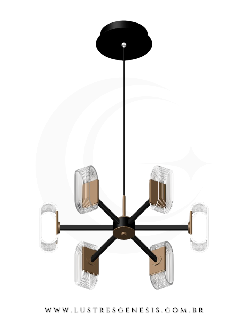 Lustre Pendente LED Moderno Metal Dourado Acrilico DCD01186 45W Bivolt 60x25cm, Mesa Sala de Jantar, Bancada Area Gourmet